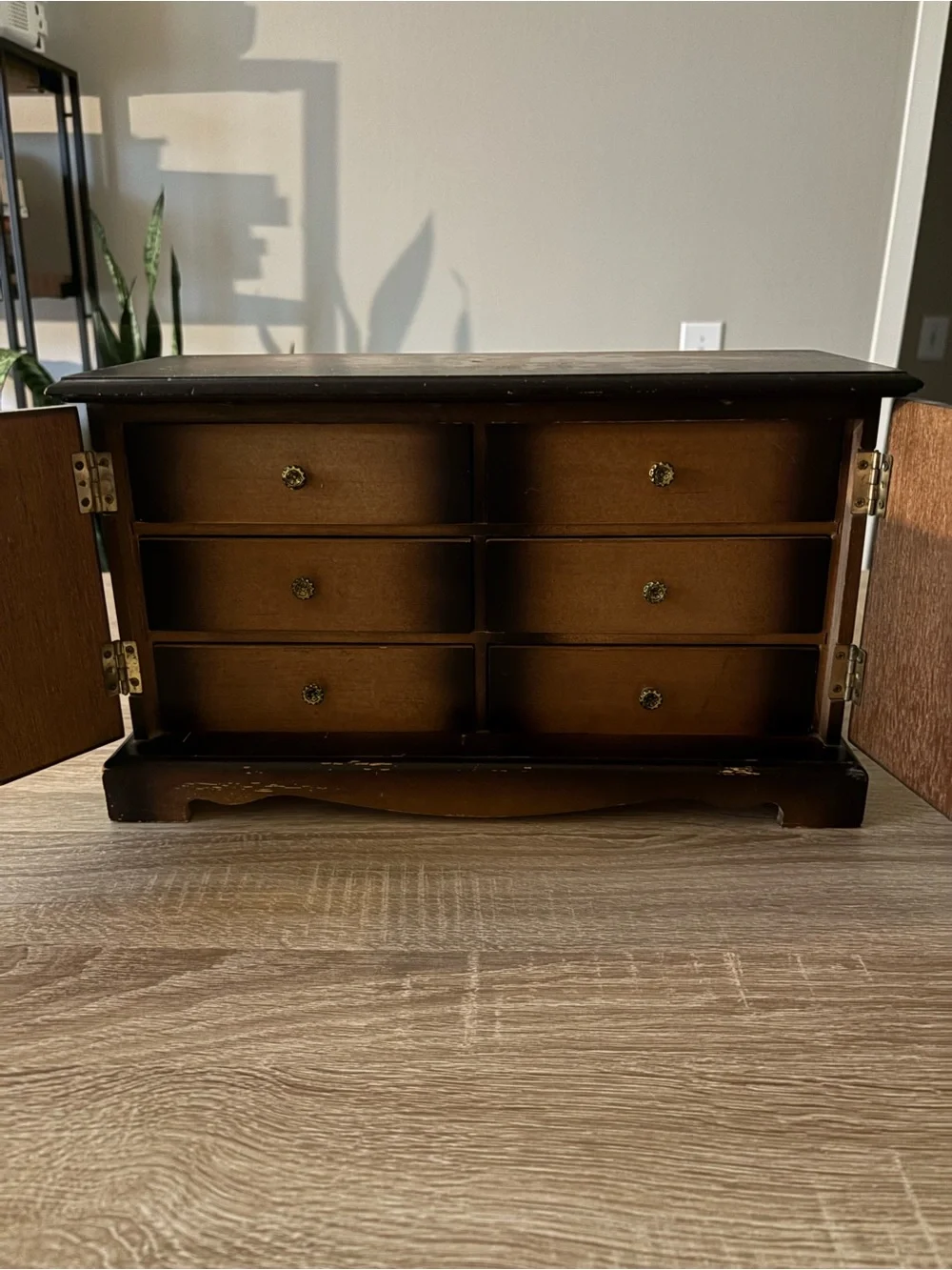 Vintage Sankyo Japan Musical Jewelry Box Wood Chest 6 Drawers Wind-Up Music Box
